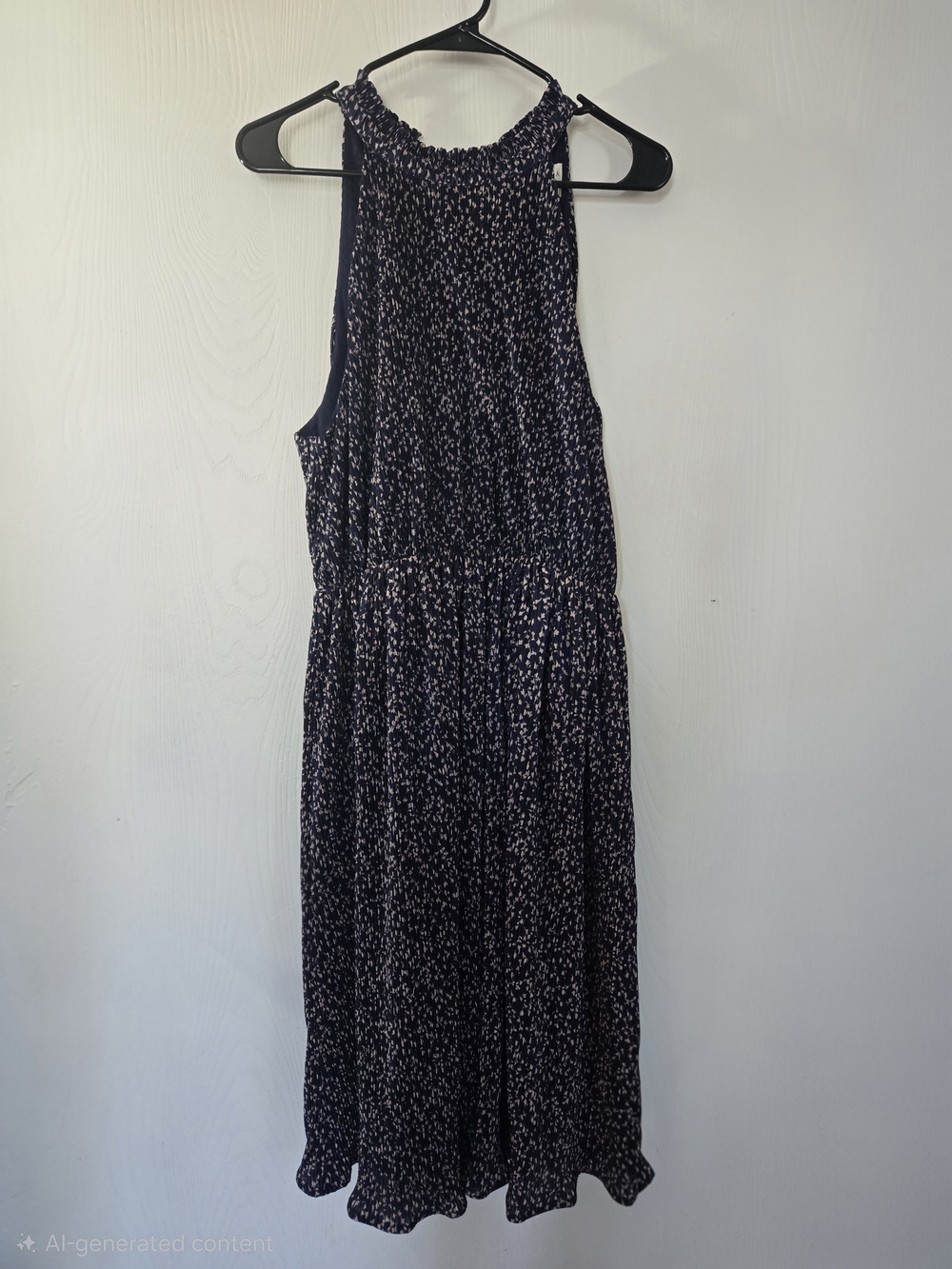 J.O.A. Navy and White Printed Sleeveless Midi Dress Medium